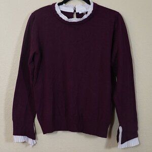 VILA MILANO Womens Size XL Top Pleated Collar Sweater Long Sleeve Wool Blend